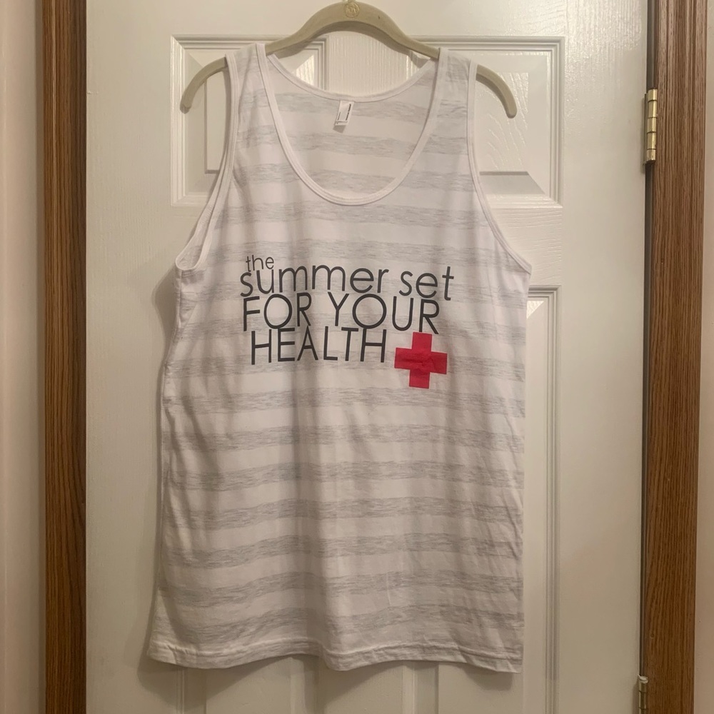 American apparel white and light grey tank top